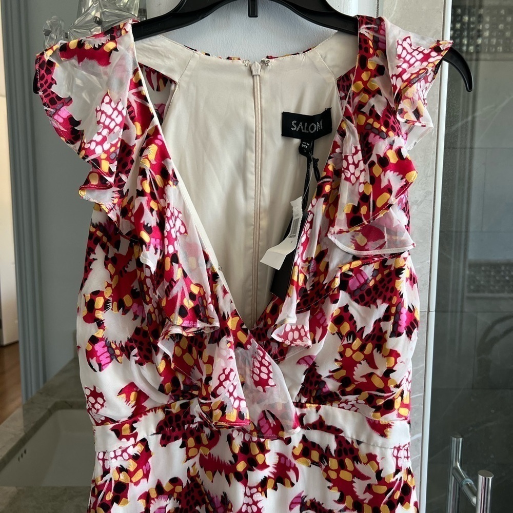 Saloni - Rita Ruffled Printed Devoré Satin And Chiffon Midi Dress - Picture 5 of 14